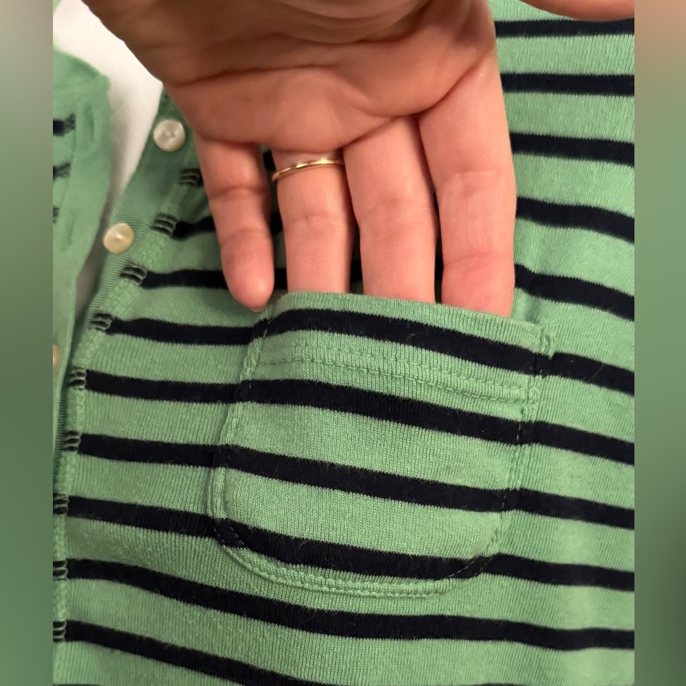 Chaps Green and Black Striped Long Sleeve Top for women - Picture 5 of 9